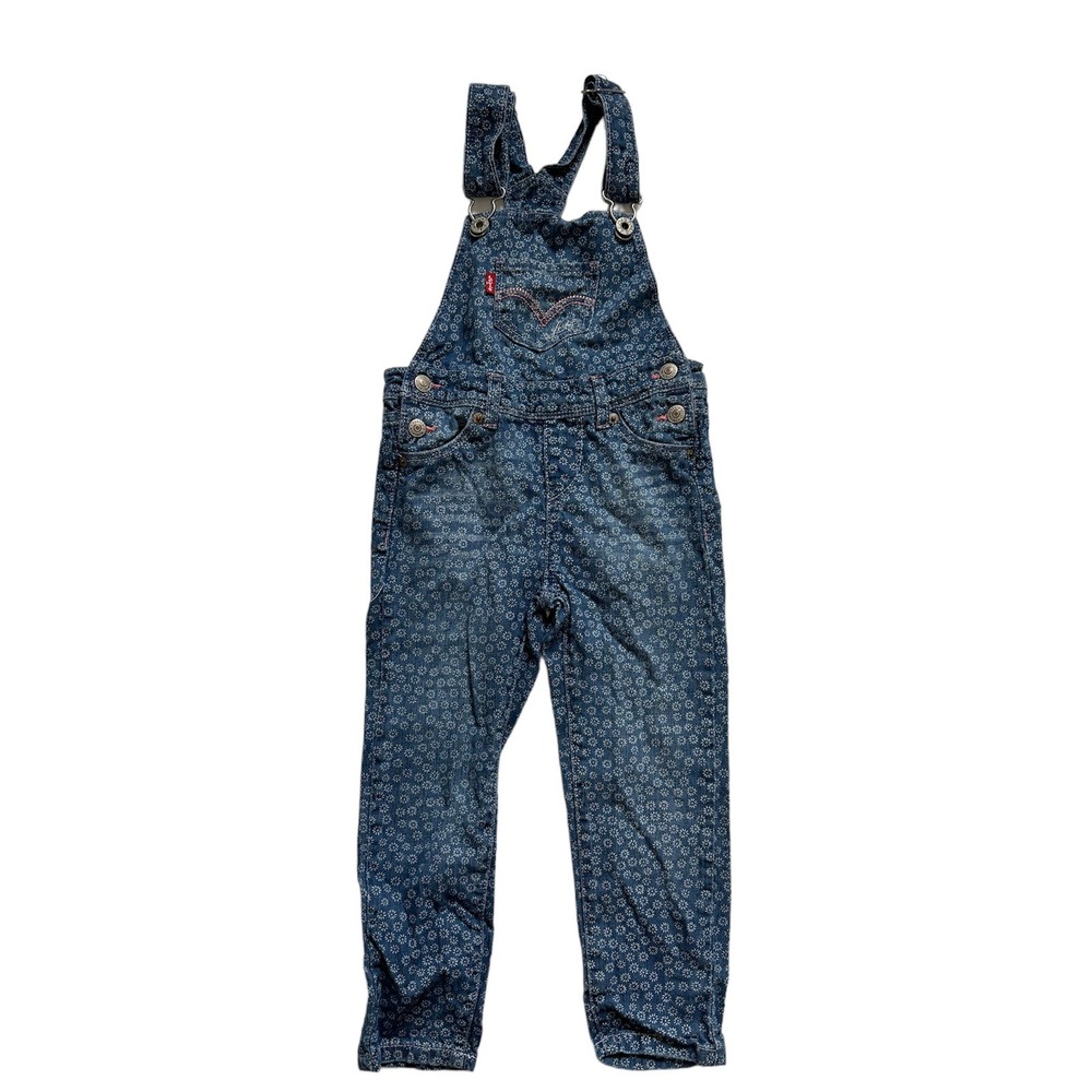 Levi’s Denim Jeans Overalls Kids Toddler Girls 3-4 YRS 4 REG Flower Floral